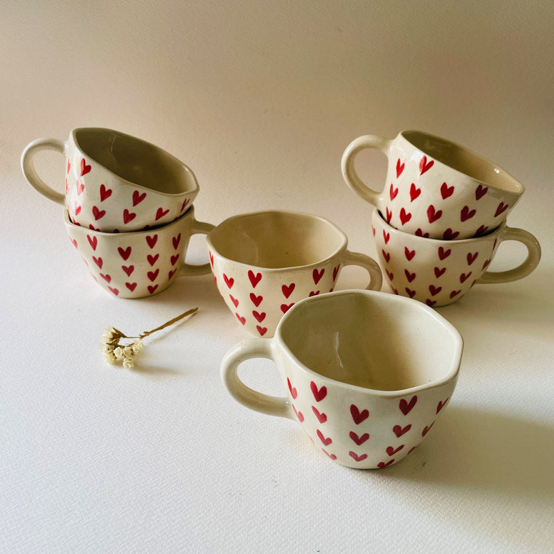 Buy Heart Melody Cup (240 ML) - Set Of Six Mug & Tea Cup from Vaaree