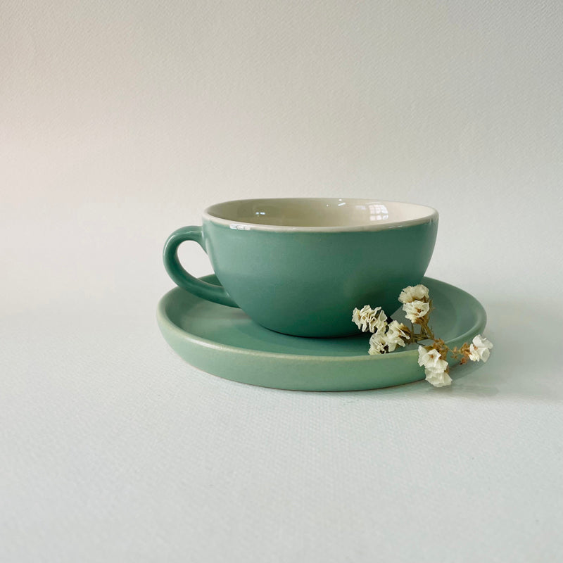 Tea Cup & Saucer - Cedar Ceramic Cup & Saucer (300 ML) - Light Green