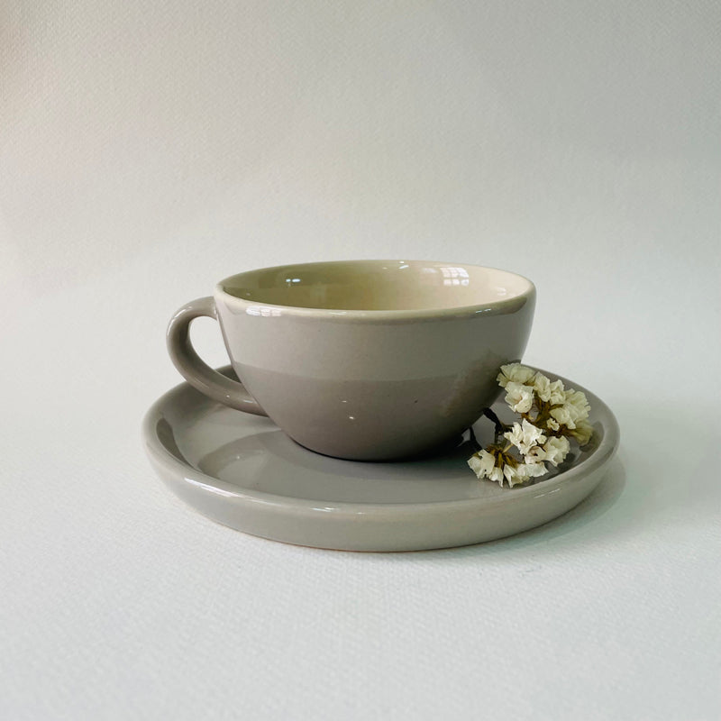 Tea Cup & Saucer - Cedar Ceramic Cup & Saucer (300 ML) - Grey