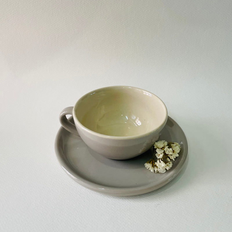 Tea Cup & Saucer - Cedar Ceramic Cup & Saucer (300 ML) - Grey