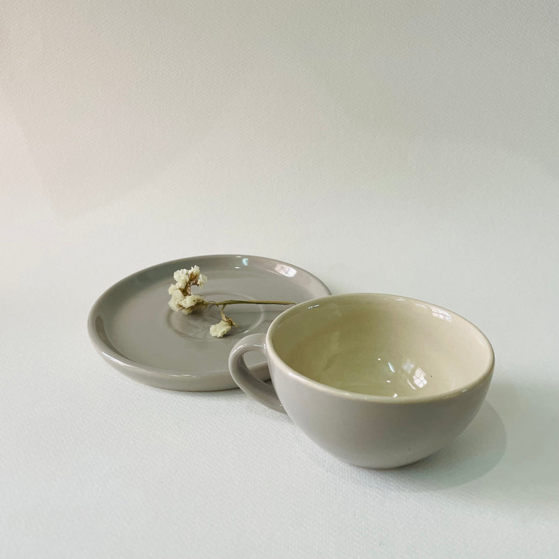 Tea Cup & Saucer - Cedar Ceramic Cup & Saucer (300 ML) - Grey