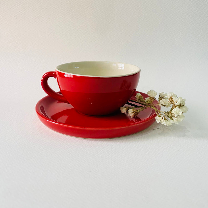 Tea Cup & Saucer - Cedar Ceramic Cup & Saucer (300 ML) - Red