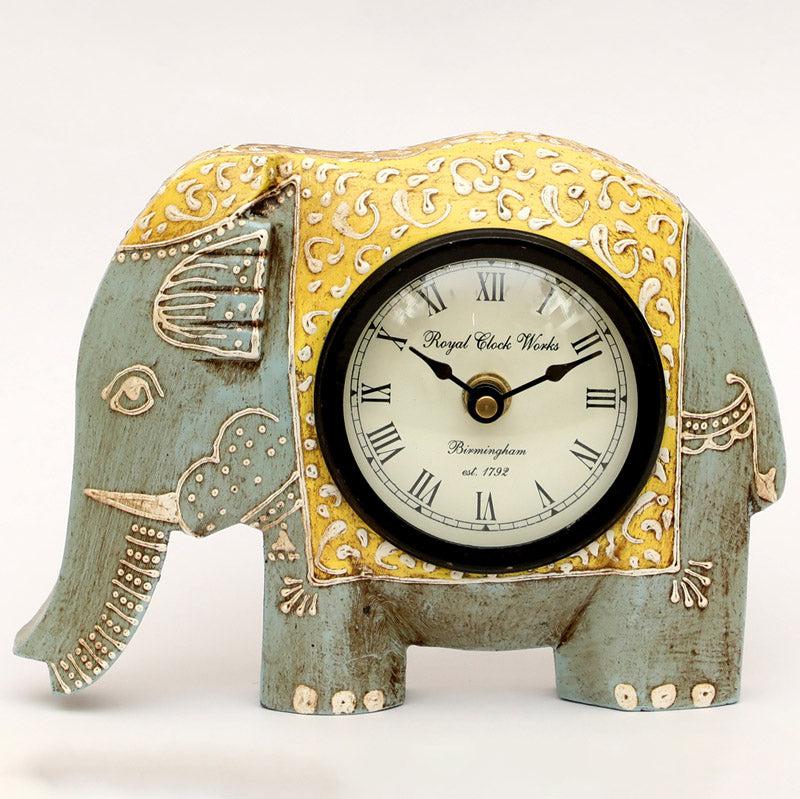 Buy Happy Haathi Handpainted Table Clock - Grey Table Clock from Vaaree