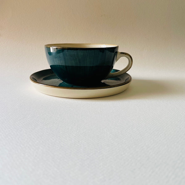 Buy Cedar Ceramic Cup & Saucer (300 ML) - Blue Tea Cup & Saucer from Vaaree