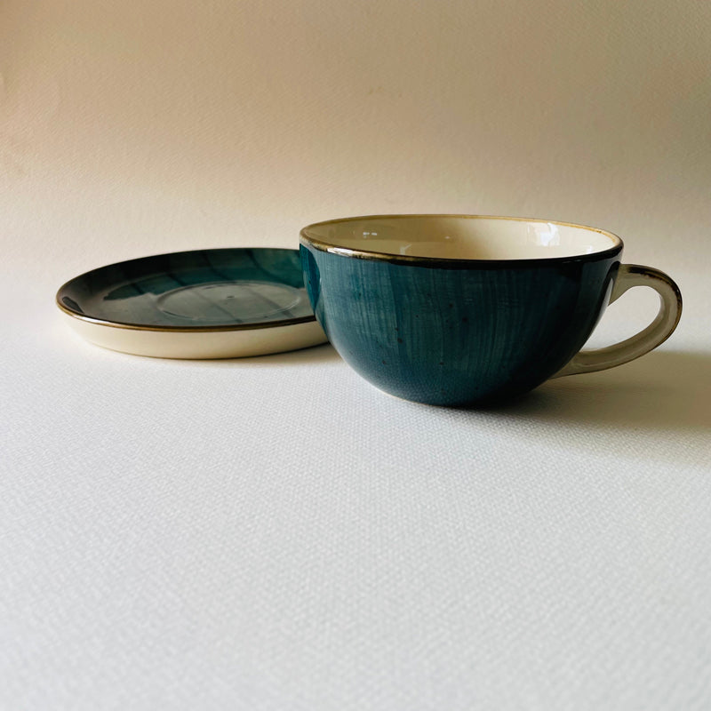 Tea Cup & Saucer - Cedar Ceramic Cup & Saucer (300 ML) - Blue