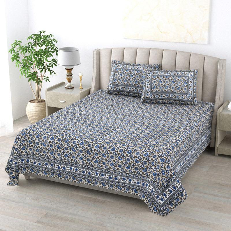 Buy Stacia Ethnic Bedsheet - Blue Bedsheets from Vaaree