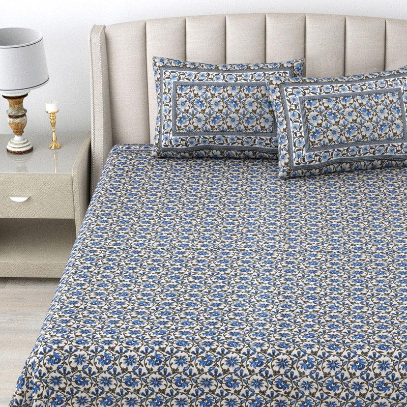 Buy Stacia Ethnic Bedsheet - Blue Bedsheets from Vaaree