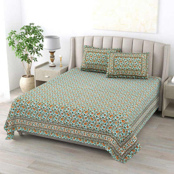 Buy Stacia Ethnic Bedsheet - Green Bedsheets from Vaaree