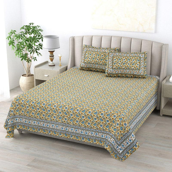 Buy Stacia Ethnic Bedsheet - Yellow Bedsheets from Vaaree