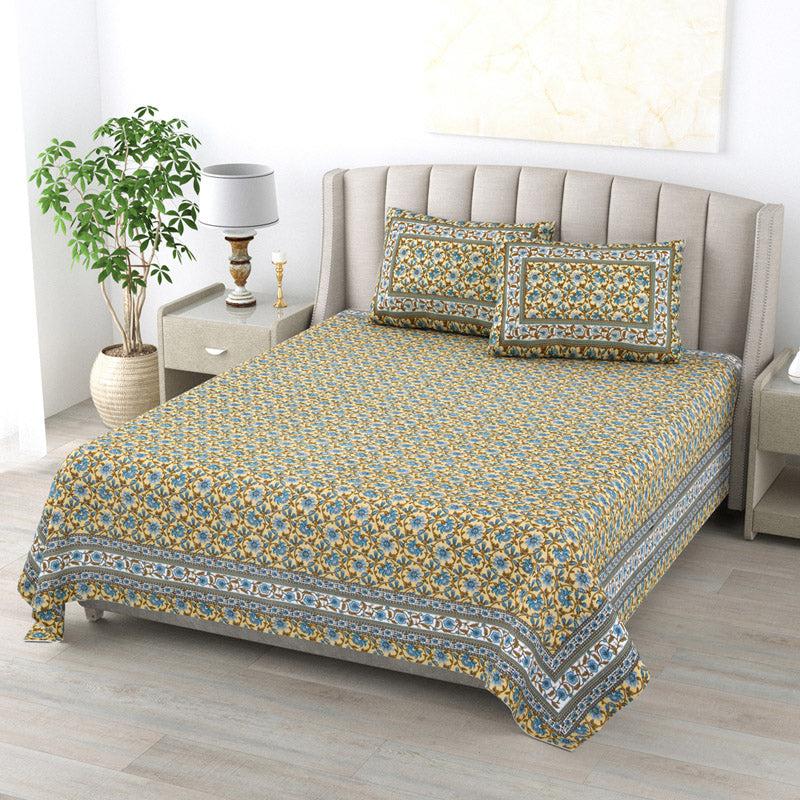 Buy Stacia Ethnic Bedsheet - Yellow Bedsheets from Vaaree