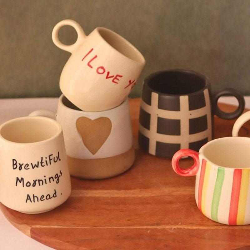 Buy Carvo Ceramic Cup (250 ML) - Set of Six Mug & Tea Cup from Vaaree