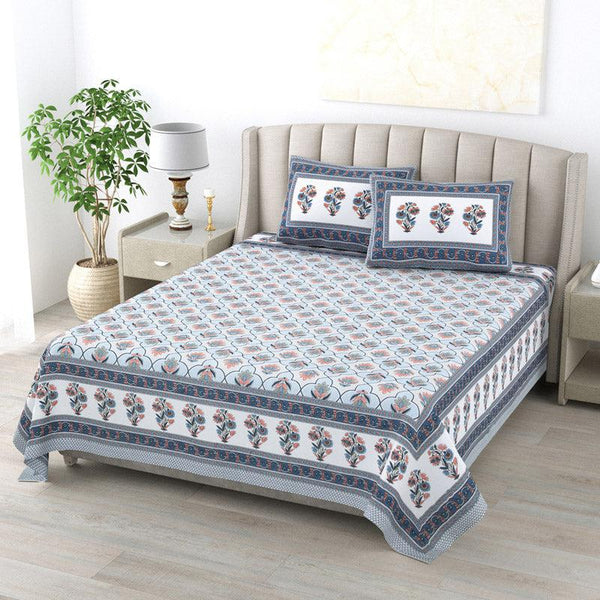 Buy Stacia Floral Bedsheet - Blue Bedsheets from Vaaree