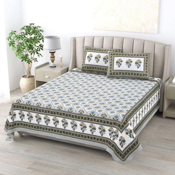 Buy Shelby Floral Bedsheet - Blue & Brown Bedsheets from Vaaree