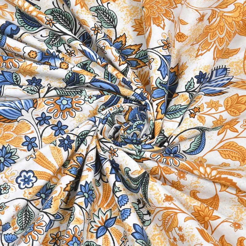 Buy Stevie Floral Bedsheet - Blue & Yellow Bedsheets from Vaaree