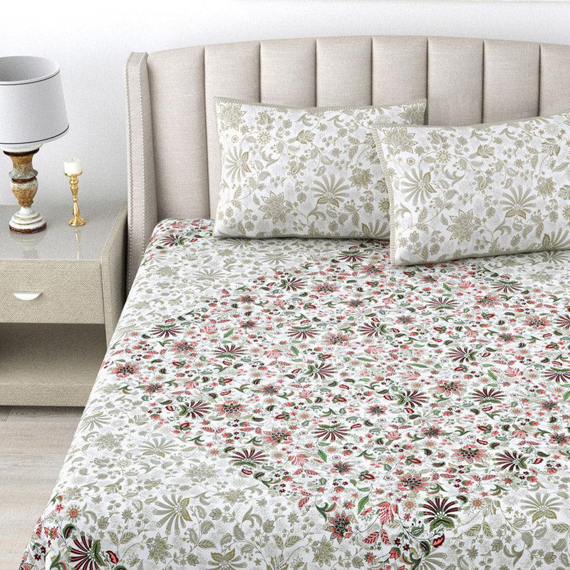 Buy Stevie Floral Bedsheet - Ivory & Pink Bedsheets from Vaaree