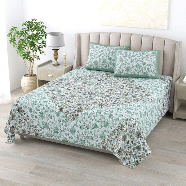 Buy Stevie Floral Bedsheet - Green Bedsheets from Vaaree