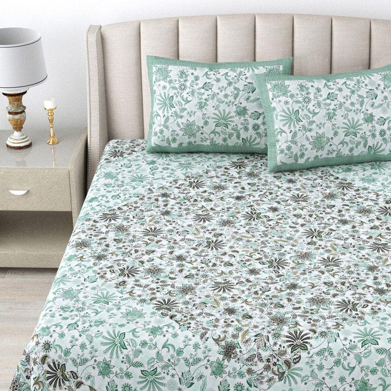 Buy Stevie Floral Bedsheet - Green Bedsheets from Vaaree