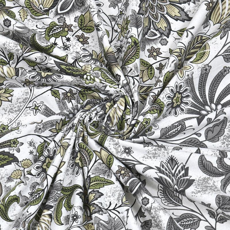 Buy Stevie Floral Bedsheet - Green & Grey Bedsheets from Vaaree