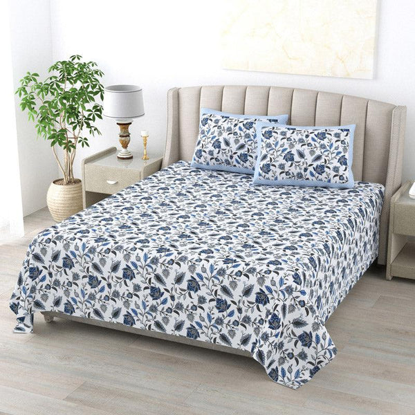 Buy Shannon Floral Bedsheet - Blue Bedsheets from Vaaree