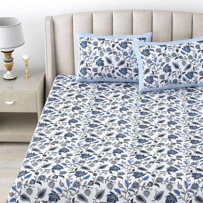 Buy Shannon Floral Bedsheet - Blue Bedsheets from Vaaree