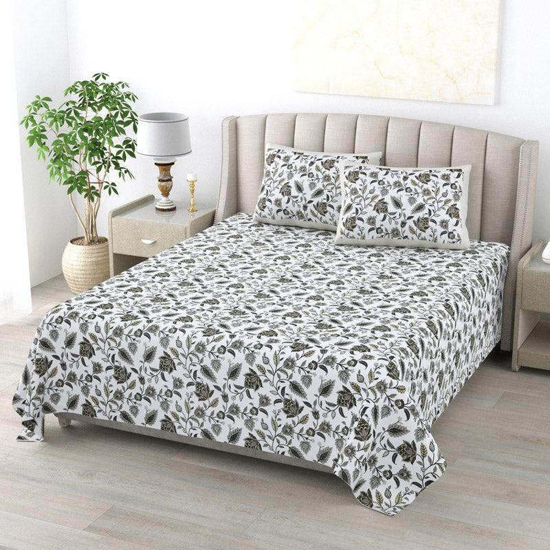 Buy Shannon Floral Bedsheet - Olive Green Bedsheets from Vaaree