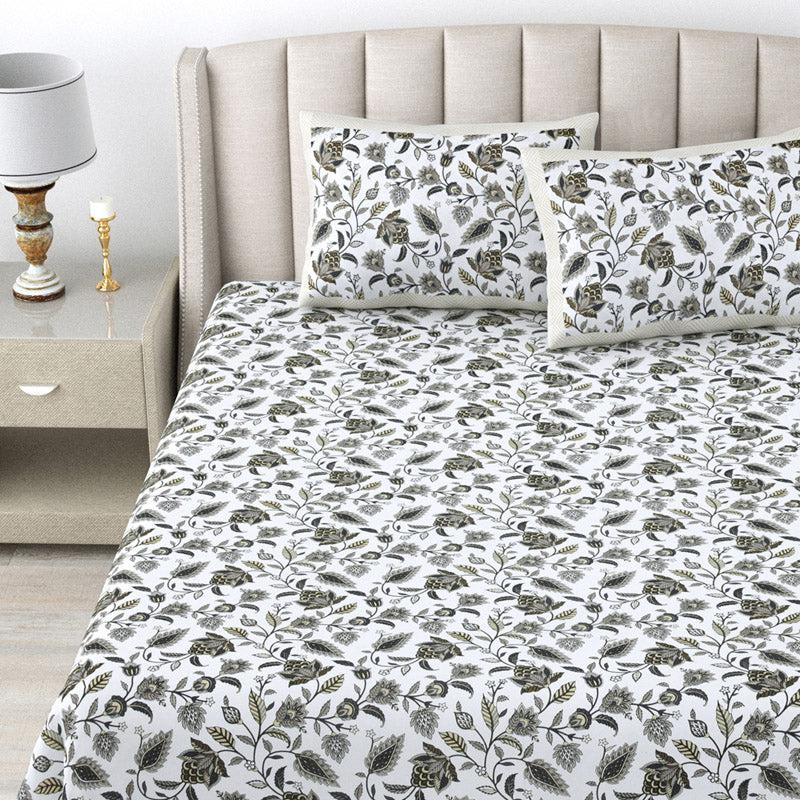 Buy Shannon Floral Bedsheet - Olive Green Bedsheets from Vaaree