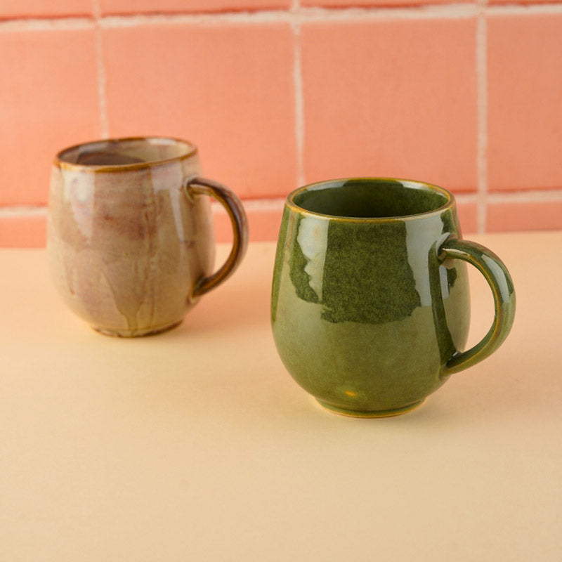 Buy Blaina Green & Beige Mug (350 ML) - Set of Two Mug & Tea Cup from Vaaree