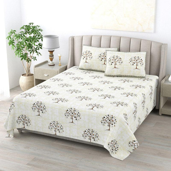 Buy Serenity Orchard Bedsheet - Ivory Bedsheets from Vaaree