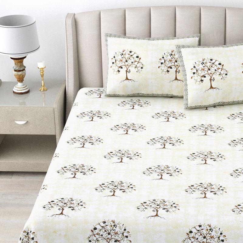 Buy Serenity Orchard Bedsheet - Ivory Bedsheets from Vaaree