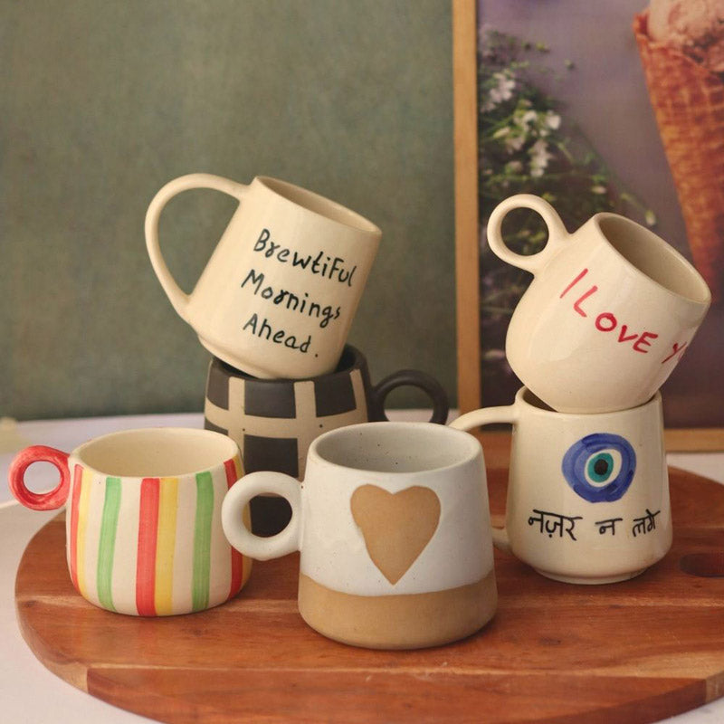 Buy Carvo Ceramic Cup (250 ML) - Set of Six Mug & Tea Cup from Vaaree