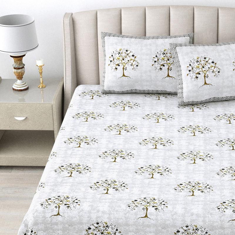 Buy Serenity Orchard Bedsheet - Grey Bedsheets from Vaaree