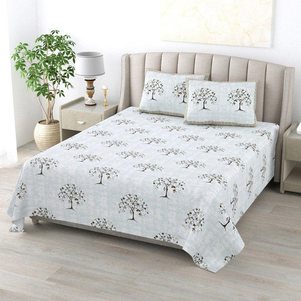 Buy Serenity Orchard Bedsheet - Blue Bedsheets from Vaaree