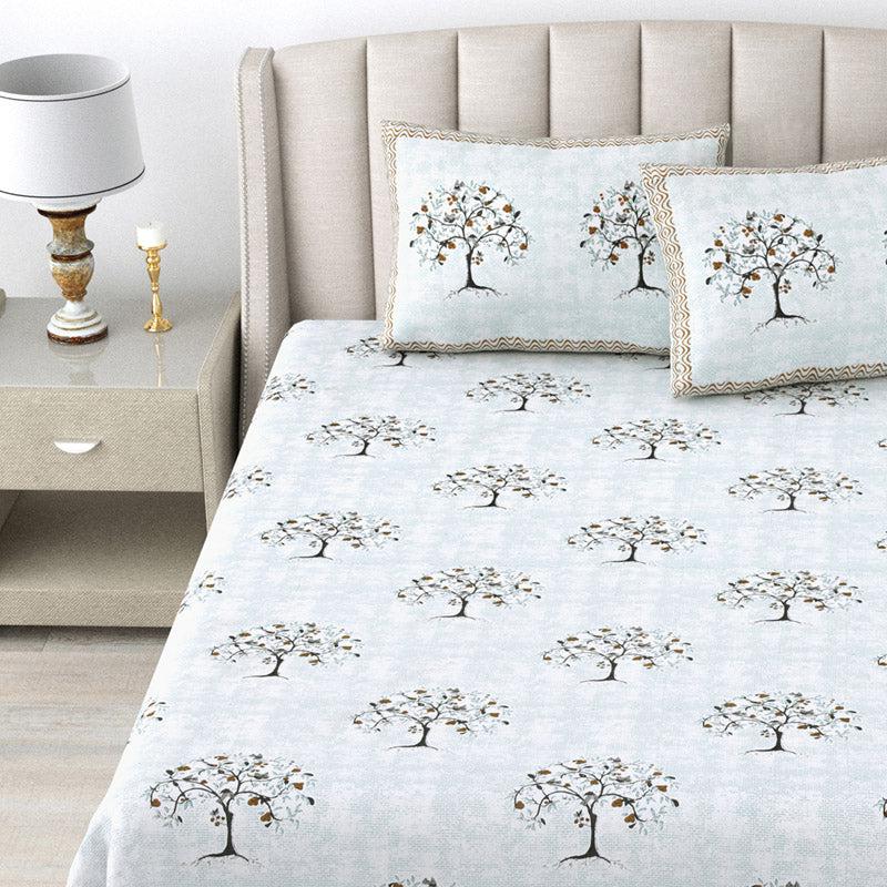 Buy Serenity Orchard Bedsheet - Blue Bedsheets from Vaaree