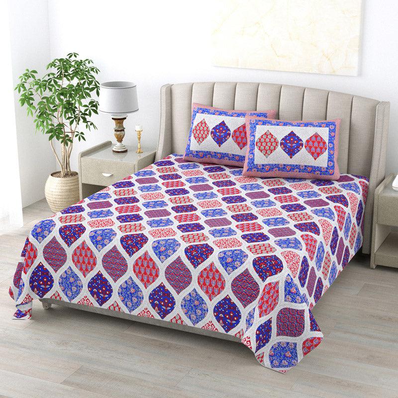 Buy Sapphie Ethnic Bedsheet - Purple & Red Bedsheets from Vaaree