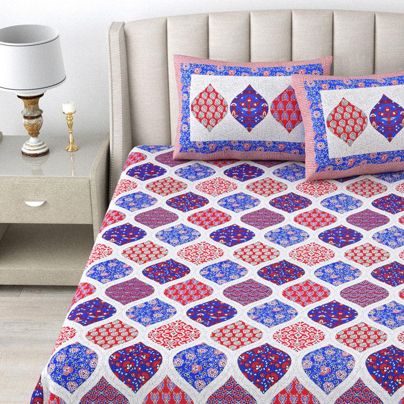 Buy Sapphie Ethnic Bedsheet - Purple & Red Bedsheets from Vaaree