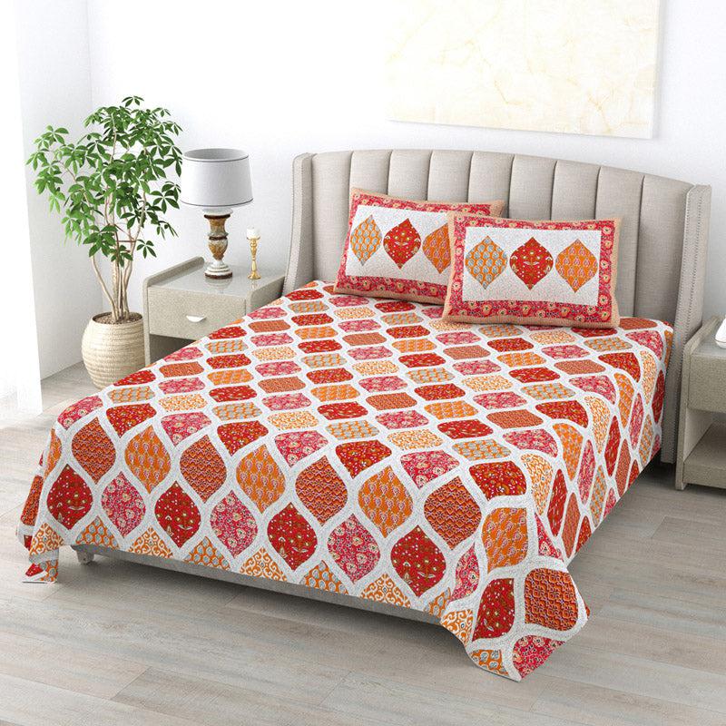 Buy Sapphie Ethnic Bedsheet - Red & Orange Bedsheets from Vaaree