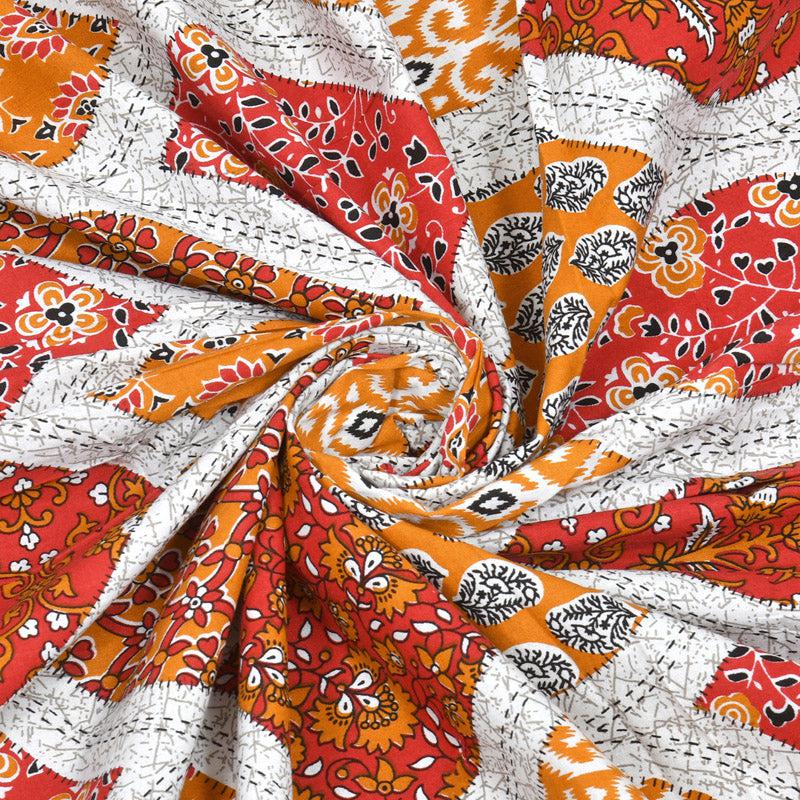 Buy Sapphie Ethnic Bedsheet - Red & Orange Bedsheets from Vaaree