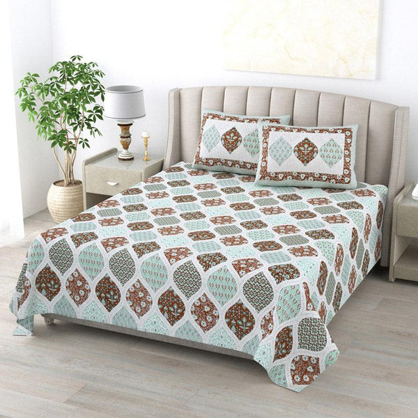 Buy Sapphie Ethnic Bedsheet - Green & Brown Bedsheets from Vaaree