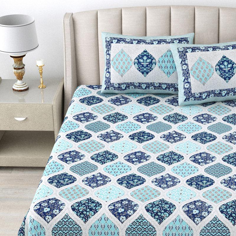 Buy Sapphie Ethnic Bedsheet - Blue Bedsheets from Vaaree