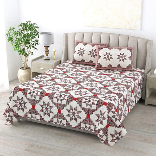 Buy Astrid Stellar Bedsheet - Brown & Red Bedsheets from Vaaree