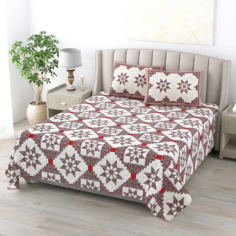 Buy Astrid Stellar Bedsheet - Brown & Red Bedsheets from Vaaree