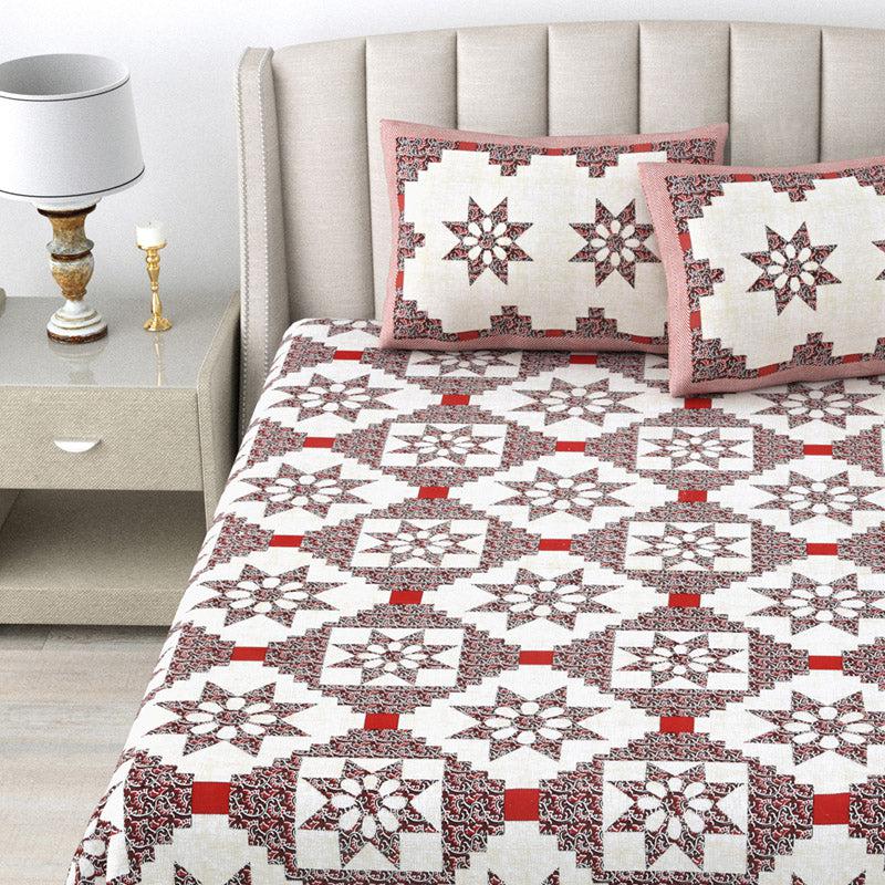 Buy Astrid Stellar Bedsheet - Brown & Red Bedsheets from Vaaree