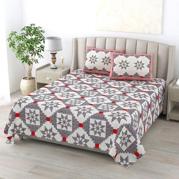 Buy Astrid Stellar Bedsheet - Grey & Red Bedsheets from Vaaree