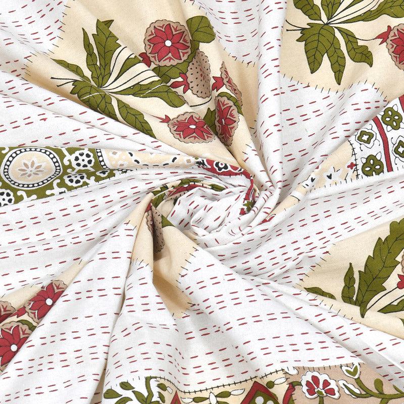 Buy Jaliz Floral Bedsheet - White & Red Bedsheets from Vaaree