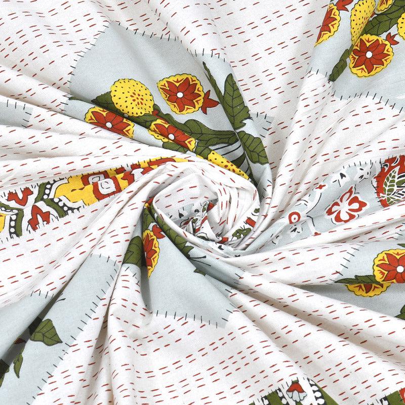 Buy Jaliz Floral Bedsheet - White & Yellow Bedsheets from Vaaree