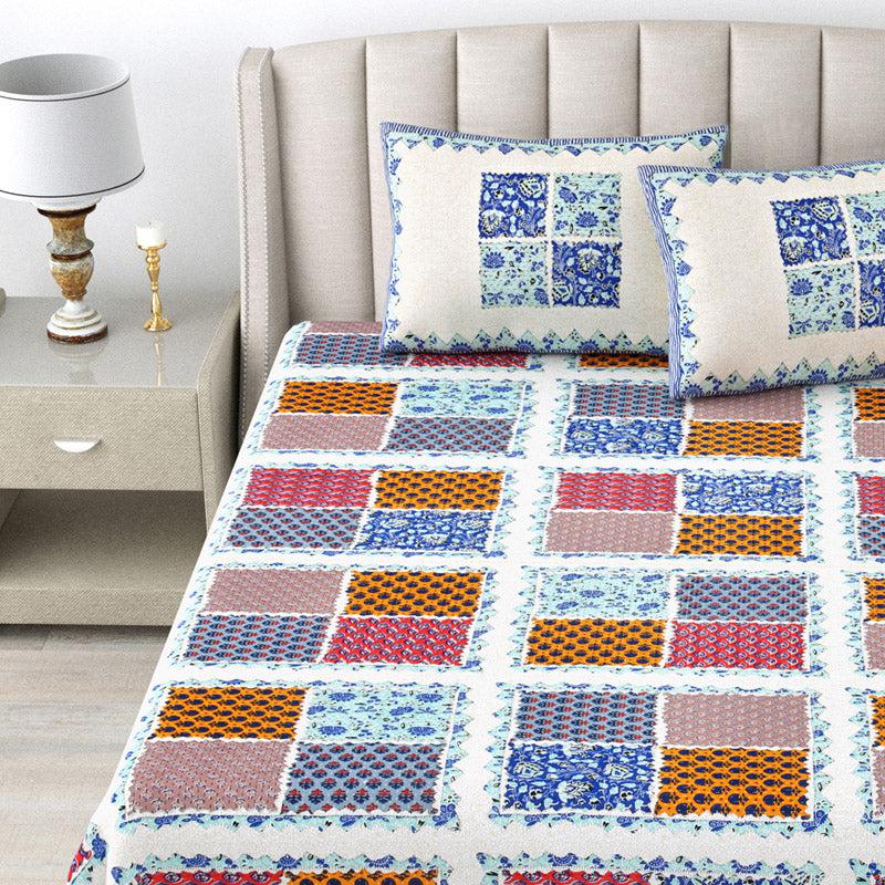 Buy Lana Geometric Bedsheet - Blue Bedsheets from Vaaree