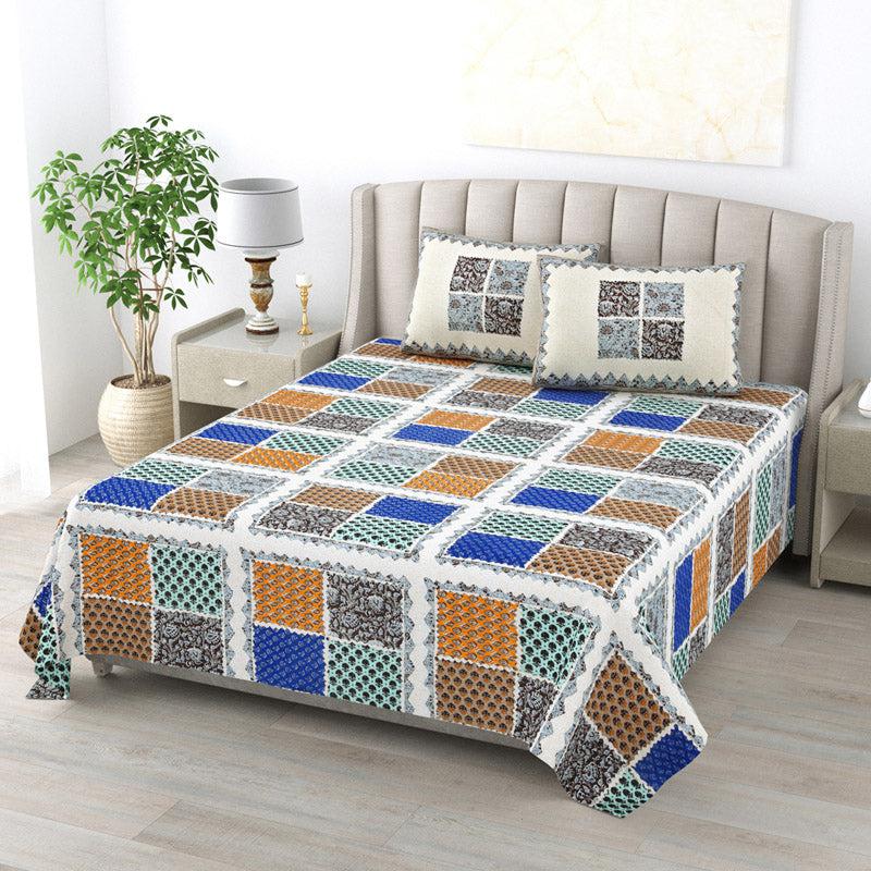 Buy Lana Geometric Bedsheet - Yellow & Grey Bedsheets from Vaaree