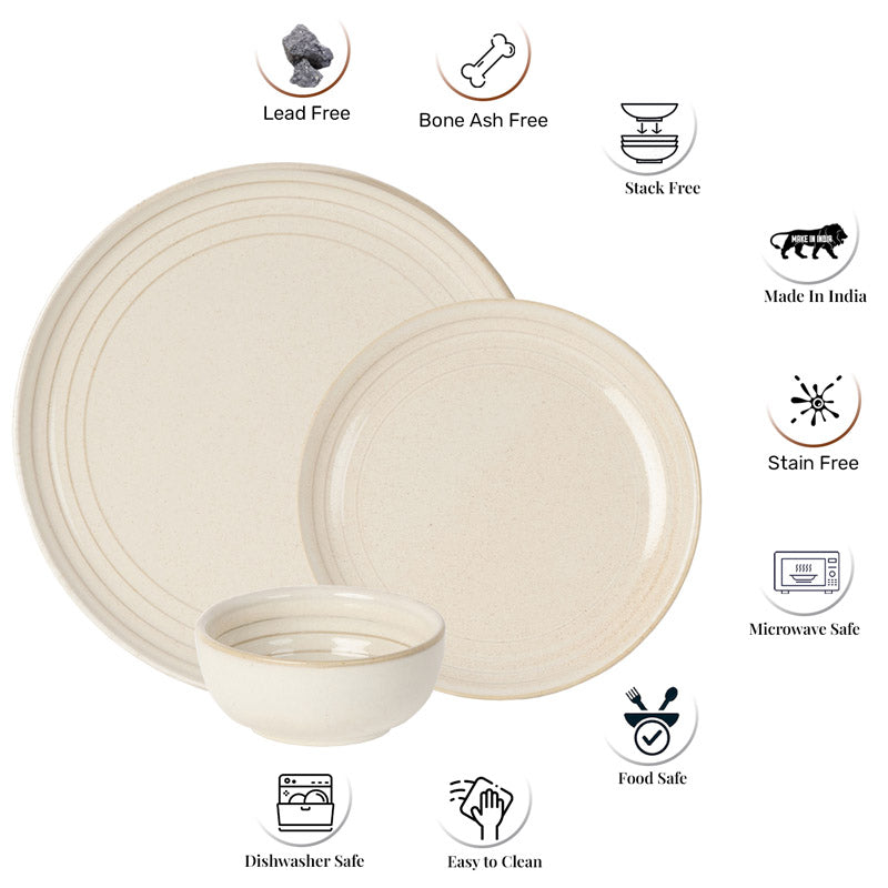 Buy Estia Dinner Set (Spanish White) - Twelve Piece Set Dinner Set from Vaaree