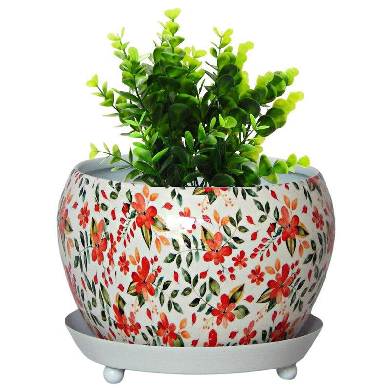 Buy Julietta Peach Floral Planter With Plate Pots & Planters from Vaaree