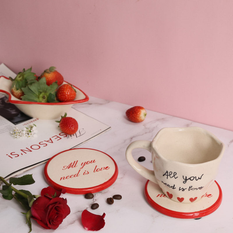 Buy All Love Cup & Coaster - Two Piece Set Mug & Tea Cup from Vaaree